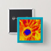 Badge Carré 5 Cm Fleur Sunburst (Devant & derrière)