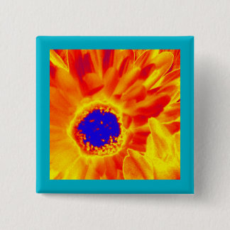 Badge Carré 5 Cm Fleur Sunburst