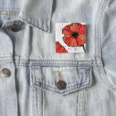 Badge Carré 5 Cm Fleur sur un arrière - plan blanc (En situation)