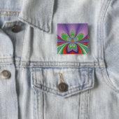 Badge Carré 5 Cm Fleur violette (En situation)