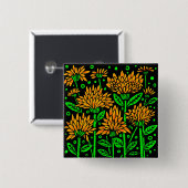 Badge Carré 5 Cm Fleurs Art Déco (Devant & derrière)