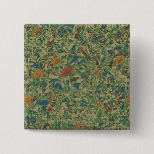 Badge Carré 5 Cm Fleurs contre le motif de camouflage de feuille