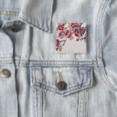 Badge Carré 5 Cm Fleurs d'abricot (En situation)