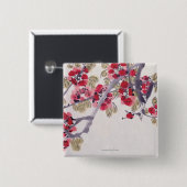 Badge Carré 5 Cm Fleurs d'abricot (Devant & derrière)