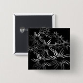 Badge Carré 5 Cm Fleurs d'argent (Devant & derrière)