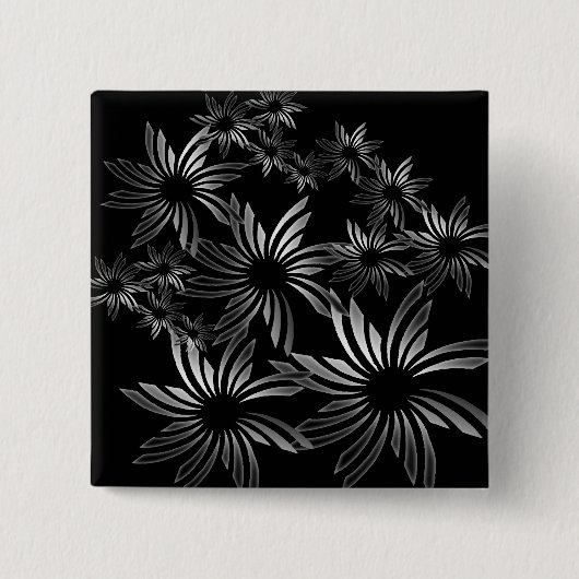 Badge Carré 5 Cm Fleurs d'argent (Devant)
