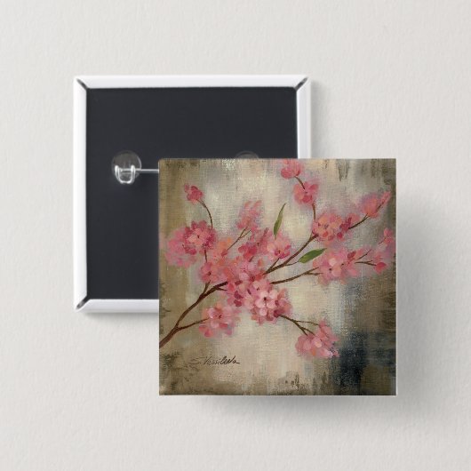 Badge Carré 5 Cm Fleurs de cerisier (Devant & derrière)