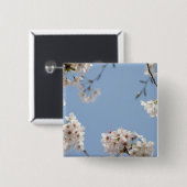 Badge Carré 5 Cm Fleurs de cerisier (Devant & derrière)