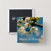 Badge Carré 5 Cm Fleurs de cerisier • Bouton de mariage (Devant & derrière)