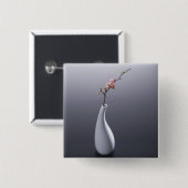 Badge Carré 5 Cm Fleurs de cerisier dans le vase (Devant & derrière)