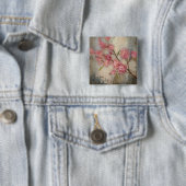 Badge Carré 5 Cm Fleurs de cerisier et branche (En situation)