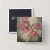 Badge Carré 5 Cm Fleurs de cerisier et branche (Devant & derrière)