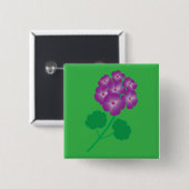 Badge Carré 5 Cm Fleurs de géranium (Devant & derrière)