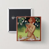 Badge Carré 5 Cm Fleurs de Mousse (Devant & derrière)