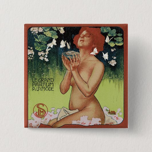 Badge Carré 5 Cm Fleurs de Mousse (Devant)