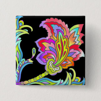 Badge Carré 5 Cm Fleurs de néon