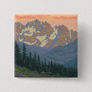 Badge Carré 5 Cm Fleurs de printemps - Poster Vintage voyage