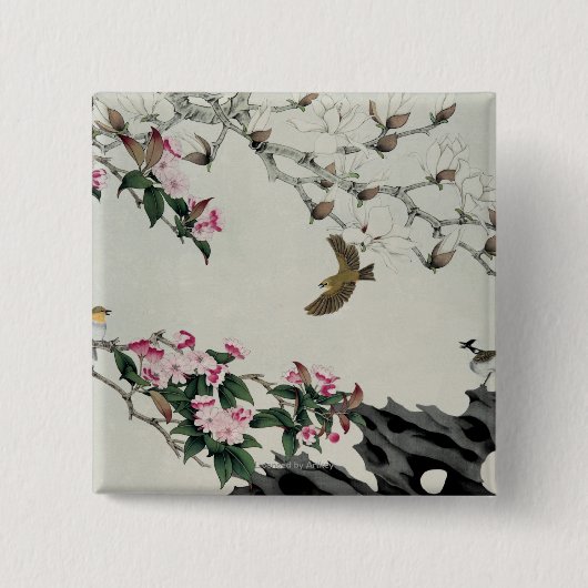 Badge Carré 5 Cm Fleurs de ressort (Devant)