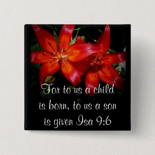 Badge Carré 5 Cm Fleurs de rouge de Noël (Devant)