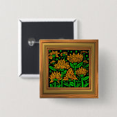 Badge Carré 5 Cm Fleurs de style d'art déco (frontière d'effet de (Devant & derrière)