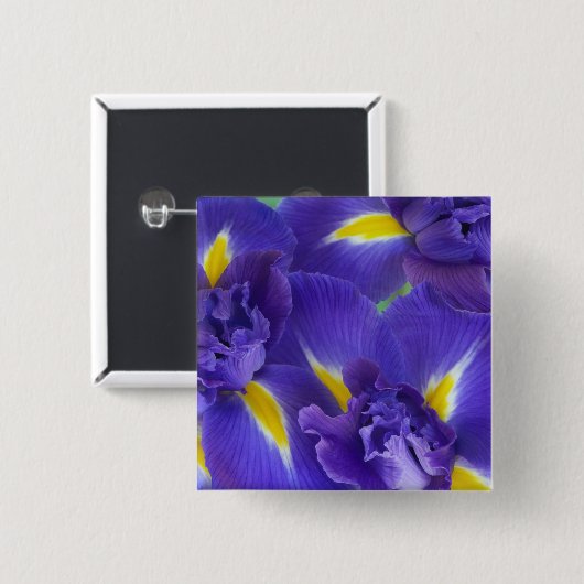 Badge Carré 5 Cm Fleurs d'Iris (Devant & derrière)