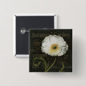 Badge Carré 5 Cm Fleurs et feuille blancs (Devant & derrière)