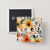 Badge Carré 5 Cm Fleurs Floral Pattern Sublimation-95654 (Devant & derrière)