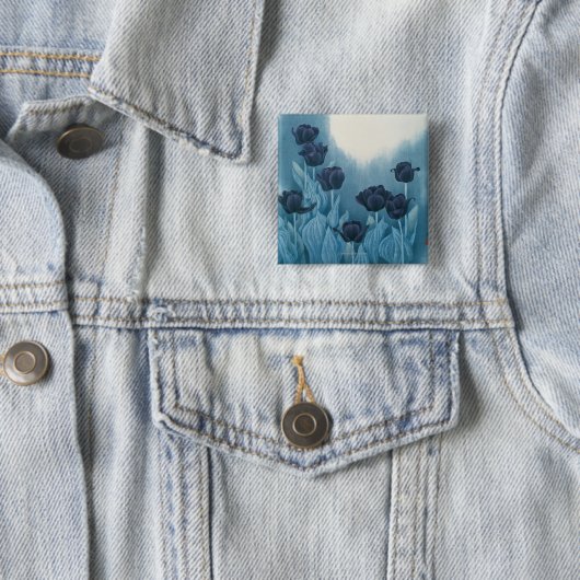 Badge Carré 5 Cm Fleurs foncées (En situation)