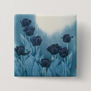 Badge Carré 5 Cm Fleurs foncées