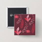 Badge Carré 5 Cm Fleurs motif. (Devant & derrière)