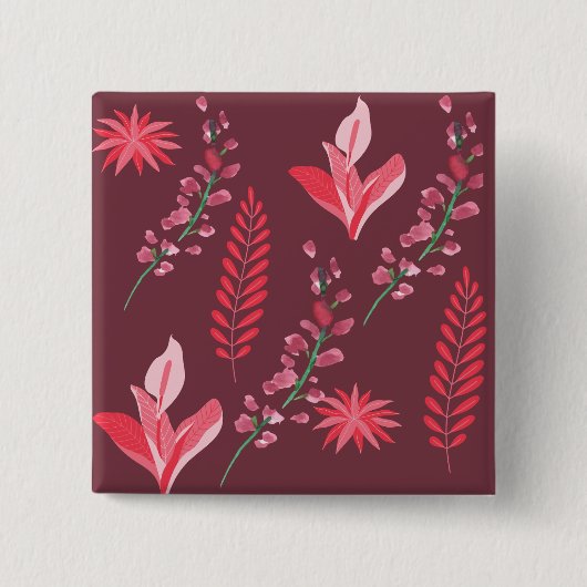 Badge Carré 5 Cm Fleurs motif. (Devant)