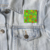 Badge Carré 5 Cm fleurs pop mod super (En situation)
