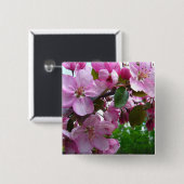 Badge Carré 5 Cm Fleurs roses d'Apple (Devant & derrière)