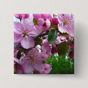 Badge Carré 5 Cm Fleurs roses d'Apple