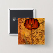 Badge Carré 5 Cm Fleurs rouges I (Devant & derrière)