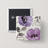 Badge Carré 5 Cm Fleurs violettes (Devant & derrière)