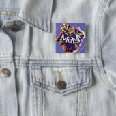 Badge Carré 5 Cm Fleurs violettes (En situation)