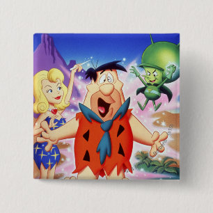 Badge Carré 5 Cm Flintstone de Fred sous un charme