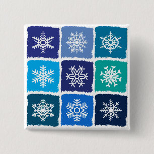 Badge Carré 5 Cm Flocon de neige
