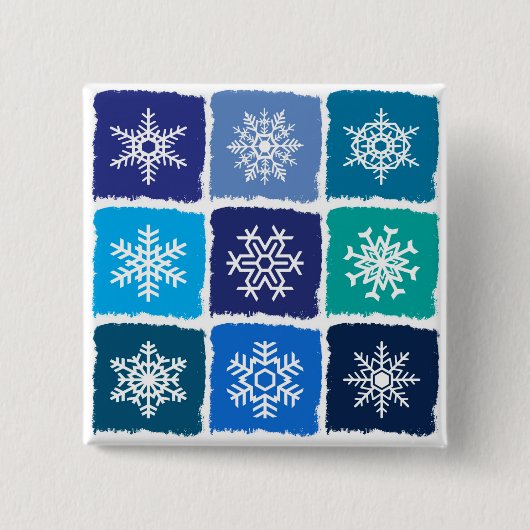 Badge Carré 5 Cm Flocon de neige (Devant)