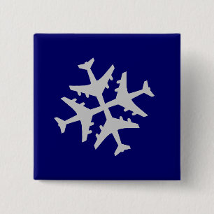 Badge Carré 5 Cm Flocon de neige d'avion