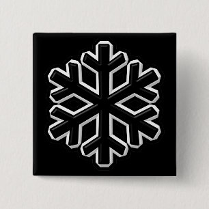 Badge Carré 5 Cm Flocon de neige de fer