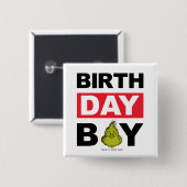 Badge Carré 5 Cm Flocon de neige Grinch Birthday Boy (Devant & derrière)