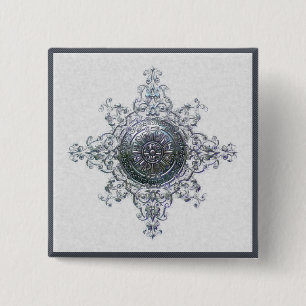 Badge Carré 5 Cm Flocon de neige magique