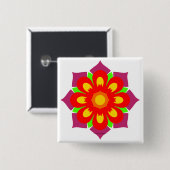 Badge Carré 5 Cm Flocon de neige psychédélique (Devant & derrière)