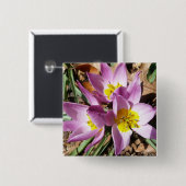 Badge Carré 5 Cm Floral de Pink (Devant & derrière)