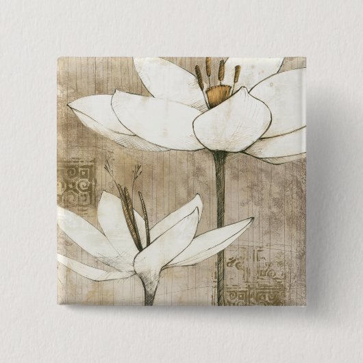 Badge Carré 5 Cm Floral dessiné par le crayon (Devant)