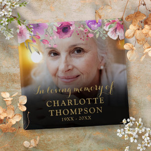 Badge Carré 5 Cm Floral In Love Mémoire Funeral Photo