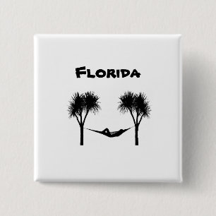 Badge Carré 5 Cm Floride Palmiers et hamac noir/blanc
