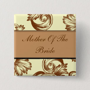 Badge Carré 5 Cm Flourish vintage (brun clair)